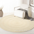 white Braided wool round living room carpet rugs